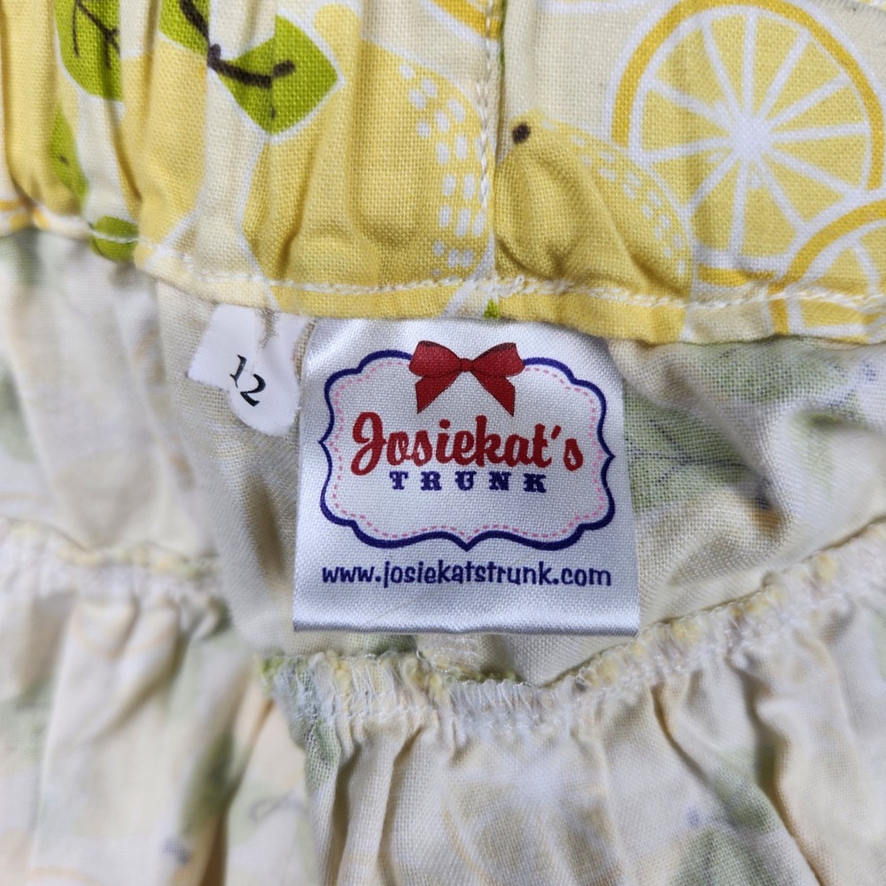 Josiekat's Trunk Girls Yellow Lemon Citrus Print Elastic Waist Flared Skirt 12 - Picture 7 of 8
